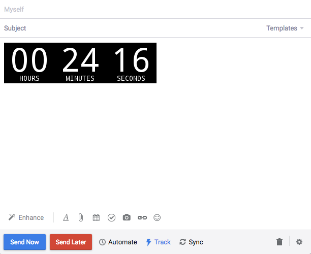 Countdown timer in the compose window