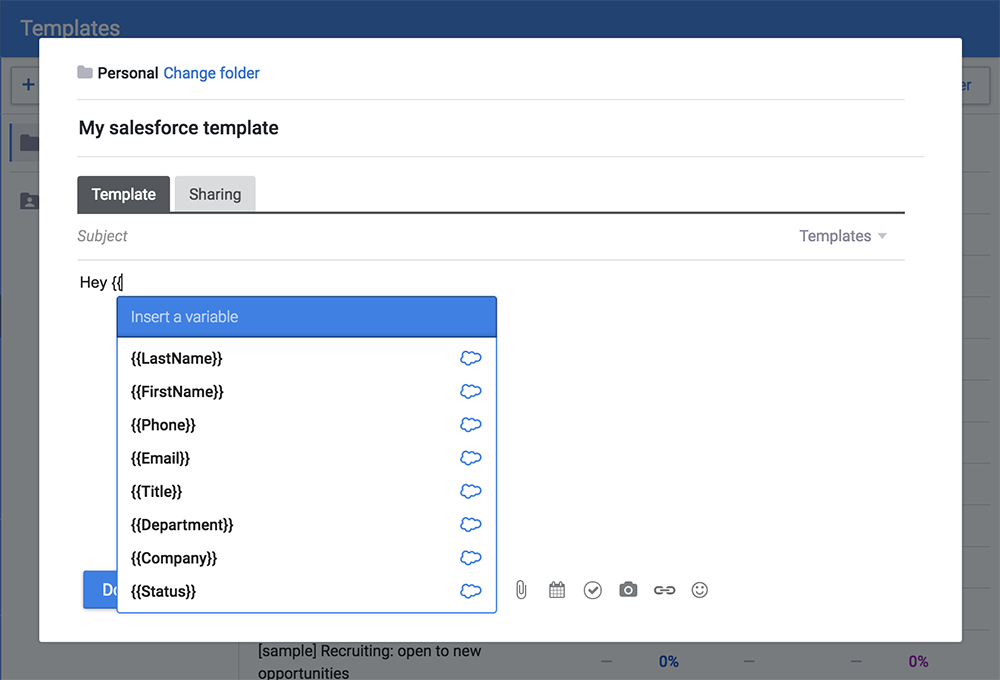 See Salesforce variables in templates